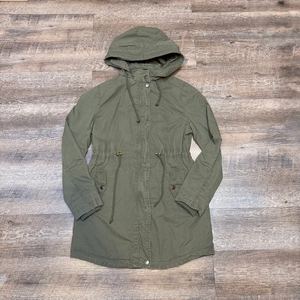 Simply Styled Sears Olive Green Hooded Anorak Utility Jacket Drawstring Small